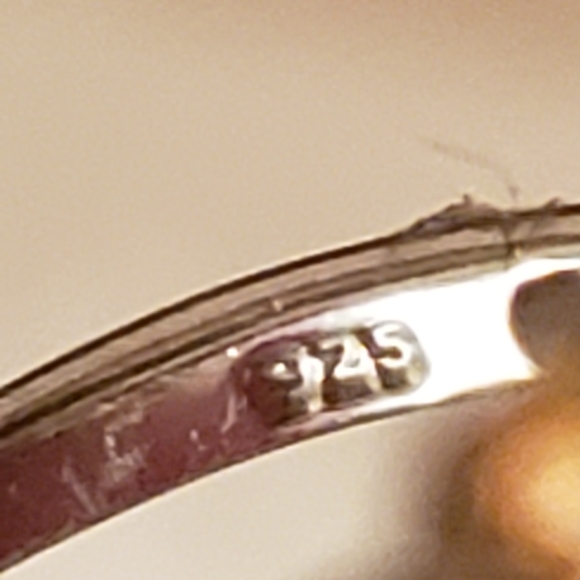 Size 10, Sterling Silver Sunfire Quartz, Citrine, White&Red Diamond Accents Ring - Picture 7 of 9